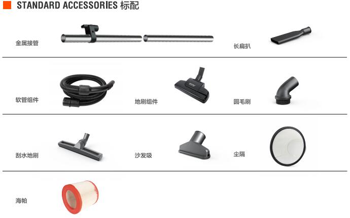 億力商用吸塵器YLW6273E標準配件