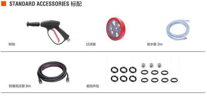 億力商用高壓清洗機YLQ7520G-PLUS標準配件